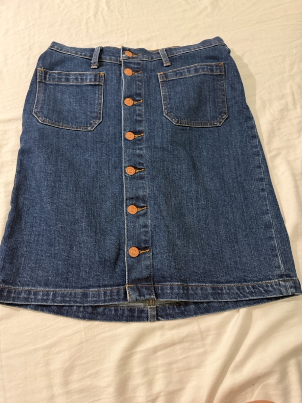 J. Crew Blue Denim Button-Front Mini Skirt